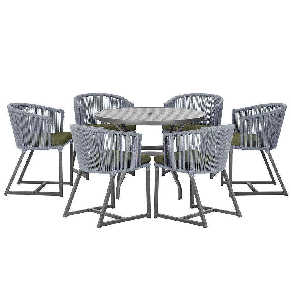 Mesa E 6 Cadeiras E Noronha Preto E13 Trama Original Prata - 1