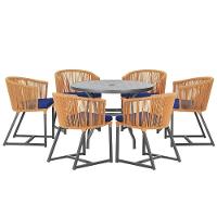 Mesa E 6 Cadeiras E Noronha Preto E10 Trama Original Terra Cota - 1