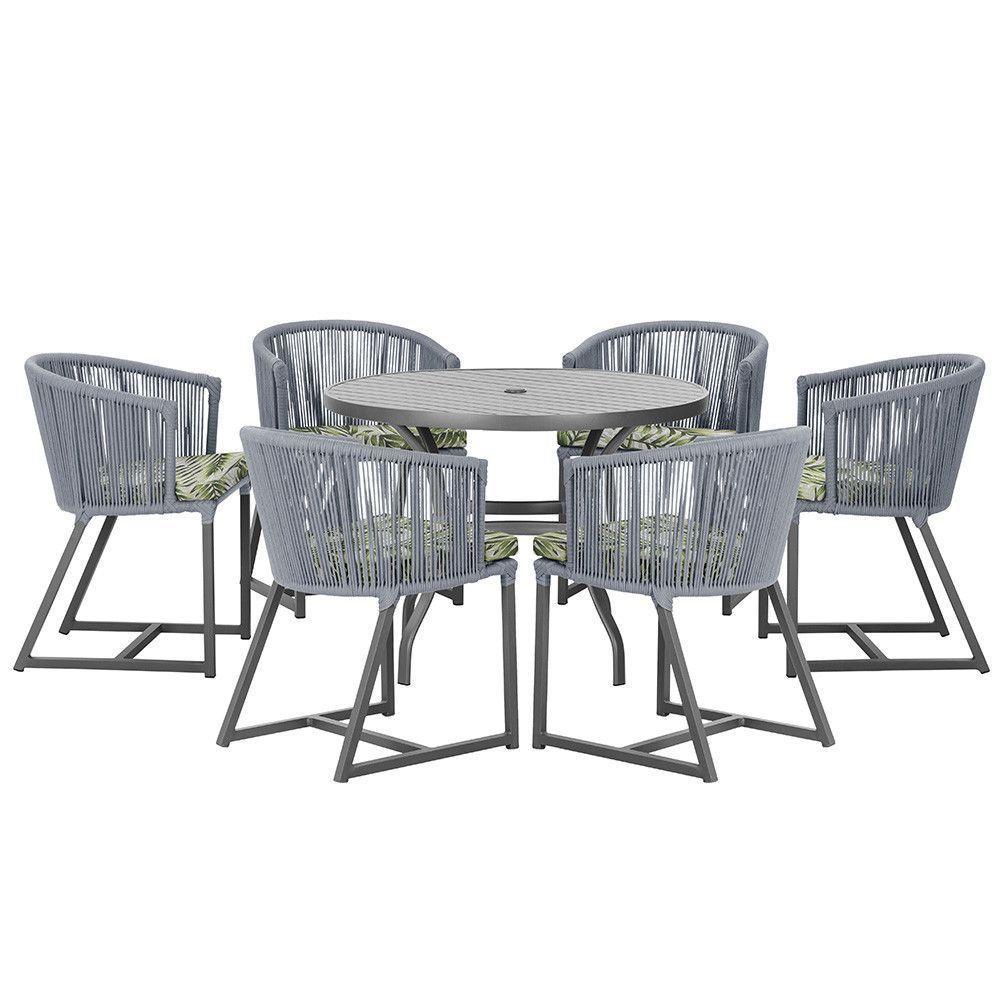 Mesa E 6 Cadeiras E Noronha Preto E5 Trama Original Prata - 1