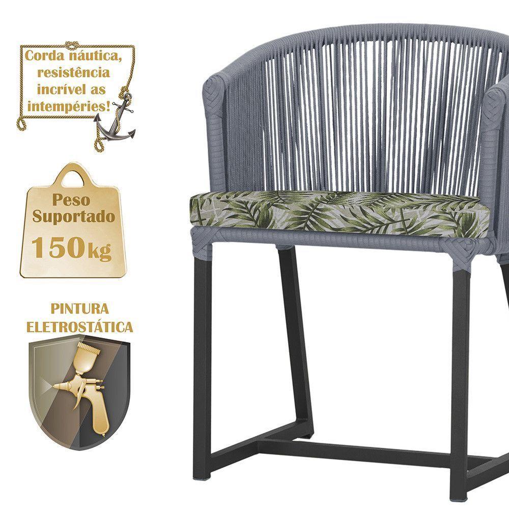 Mesa E 6 Cadeiras E Noronha Preto E5 Trama Original Prata - 4