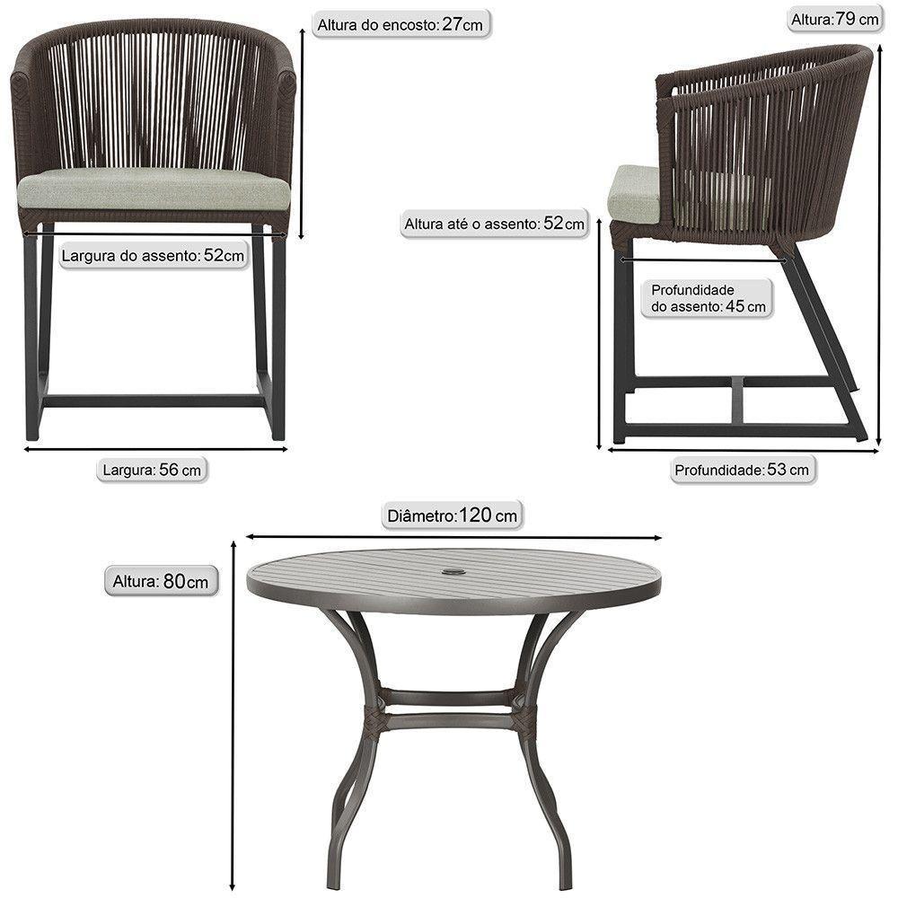 Mesa E 6 Cadeiras E Noronha Preto E3 Trama Original Marrom - 2