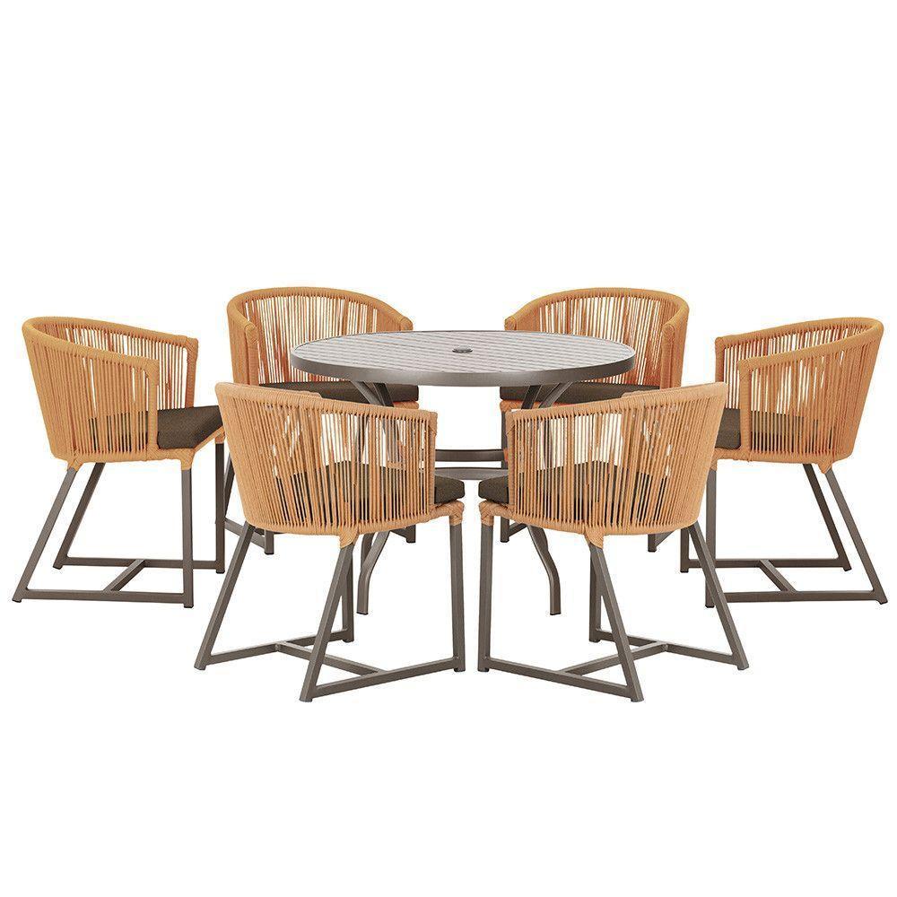 Mesa E 6 Cadeiras E Noronha Marrom E9 Trama Original Terra Cota - 1