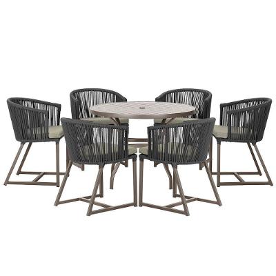 Mesa E 6 Cadeiras E Noronha Marrom E8 Trama Original Preto