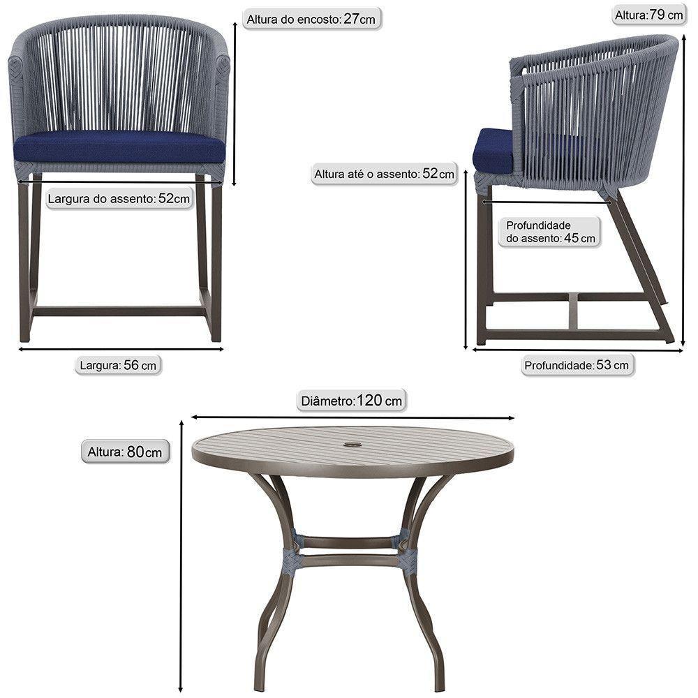 Mesa E 6 Cadeiras Jantar Noronha Marrom E10 Trama Original Prata - 2