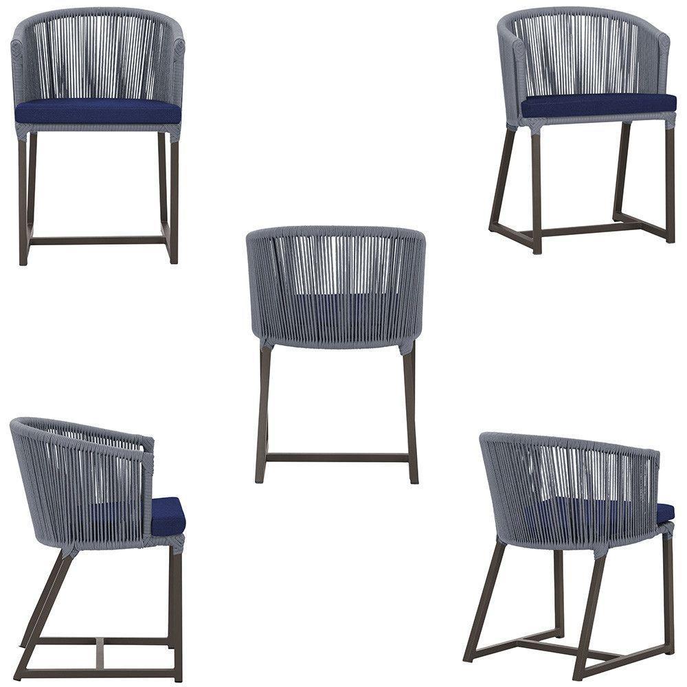 Mesa E 6 Cadeiras Jantar Noronha Marrom E10 Trama Original Prata - 5