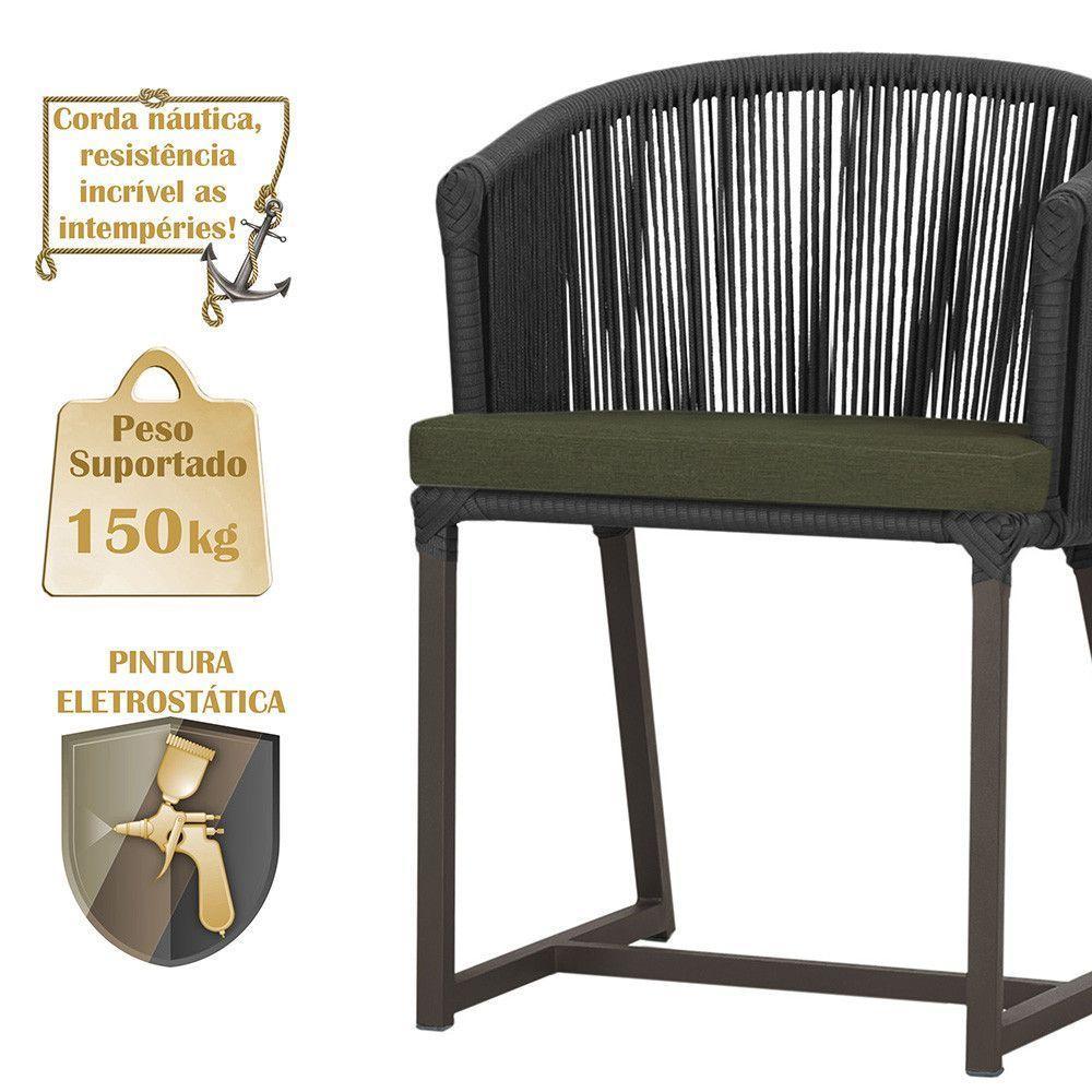 Mesa E 6 Cadeiras Jantar Noronha Marrom E13 Trama Original Preto - 4