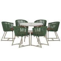 Mesa E 6 Cadeiras De Jantar Noronha Fendi E9 Trama Original Verde - 1