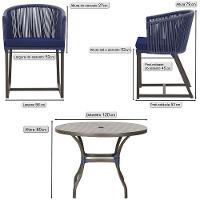 Mesa E 6 Cadeiras Jantar Noronha Marrom E10 Trama Original Azul - 2