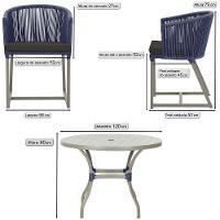 Mesa E 6 Cadeiras De Jantar Noronha Fendi E9 Trama Original Azul - 2