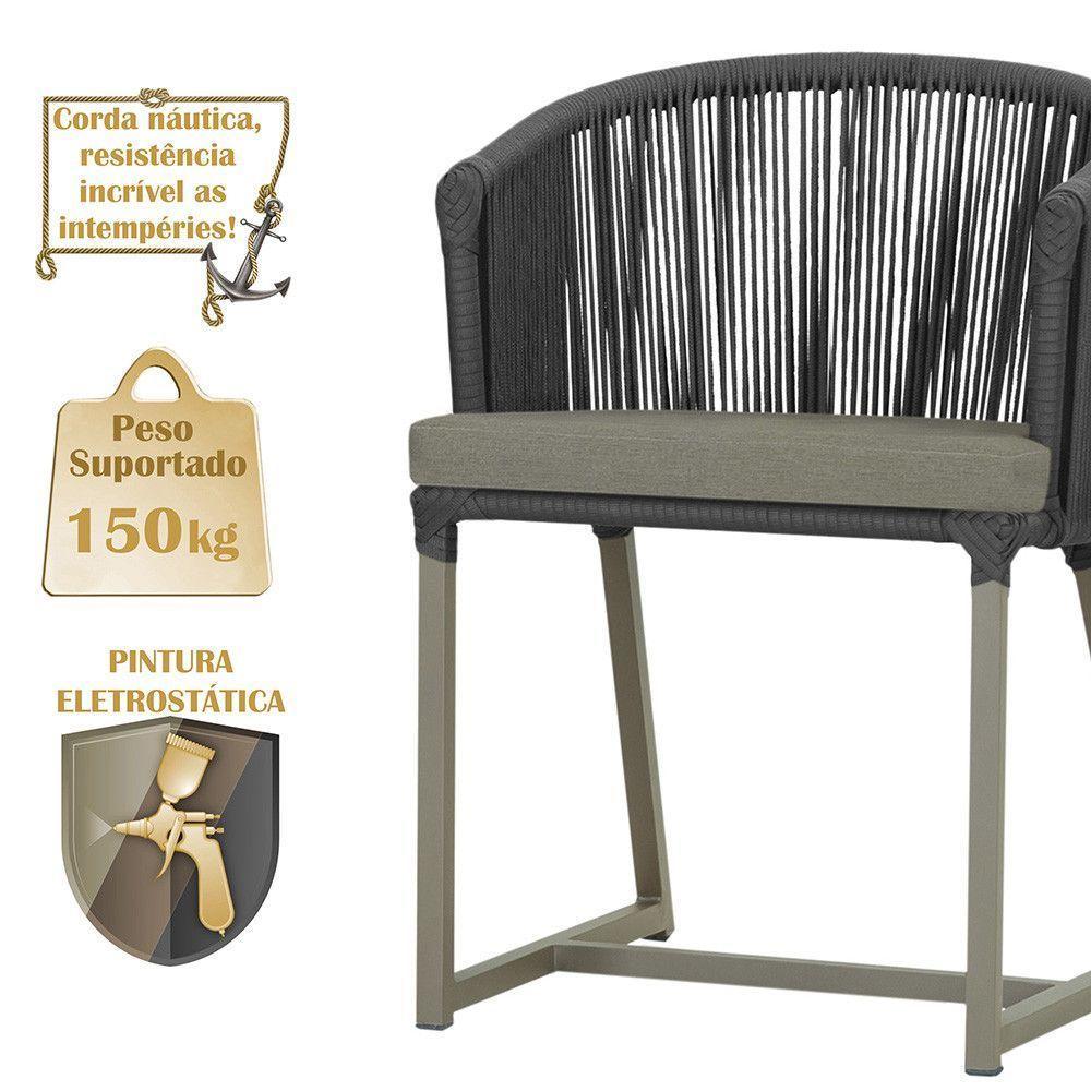 Mesa E 6 Cadeiras De Jantar Noronha Fendi E8 Trama Original Preto - 4