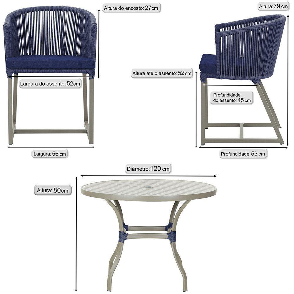 Mesa E 6 Cadeiras De Jantar Noronha Fendi E10 Trama Original Azul - 2