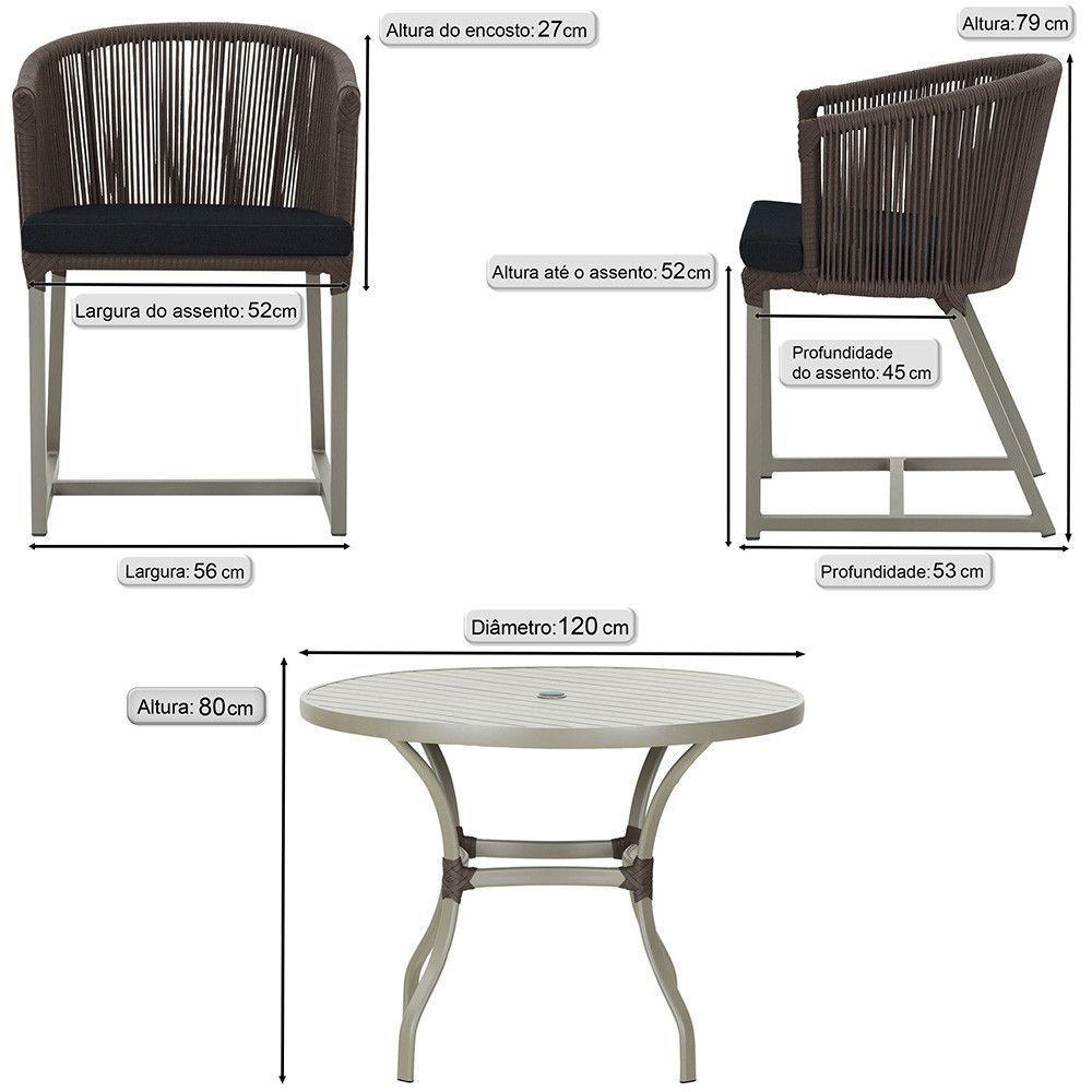 Mesa E 6 Cadeiras De Jantar Noronha Fendi E12 Trama Original Marrom - 2