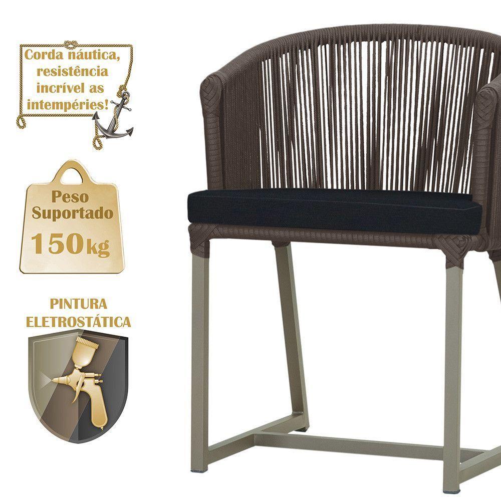 Mesa E 6 Cadeiras De Jantar Noronha Fendi E12 Trama Original Marrom - 4