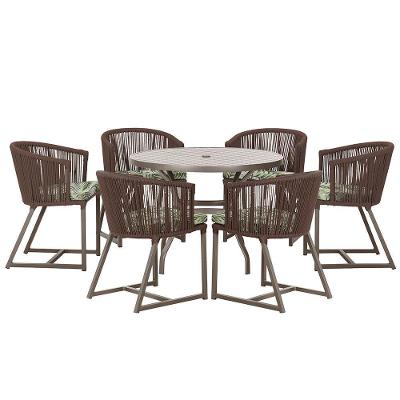 Mesa E 6 Cadeiras E Noronha Marrom E5 Trama Original Marrom