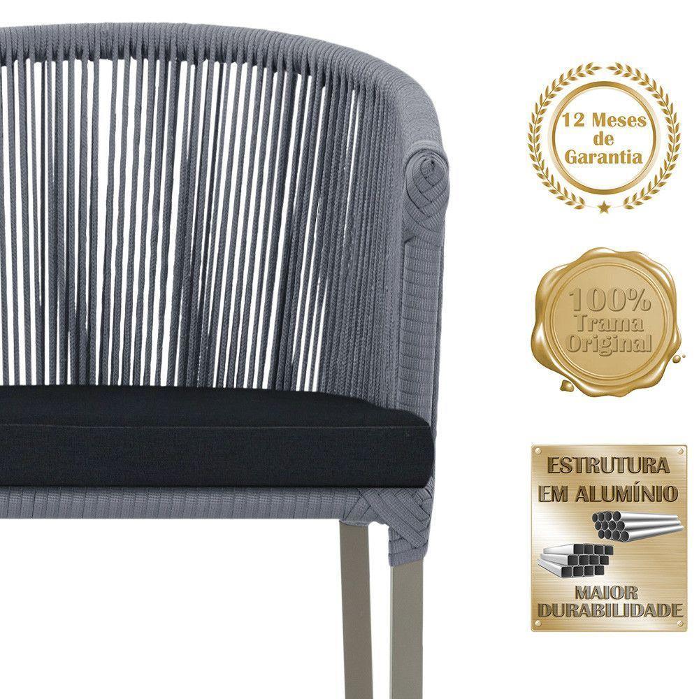 Mesa E 6 Cadeiras De Jantar Noronha Fendi E12 Trama Original Prata - 3