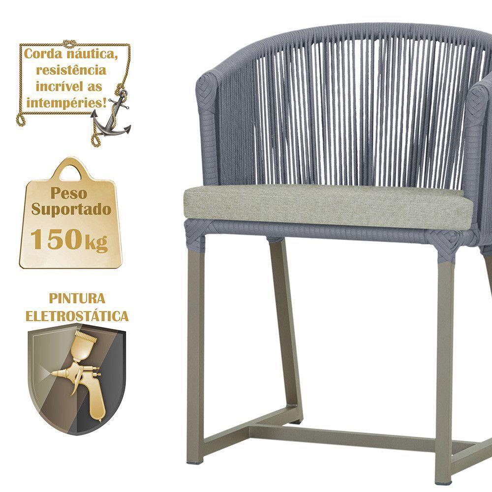 Mesa E 6 Cadeiras De Jantar Noronha Fendi E3 Trama Original Prata - 4