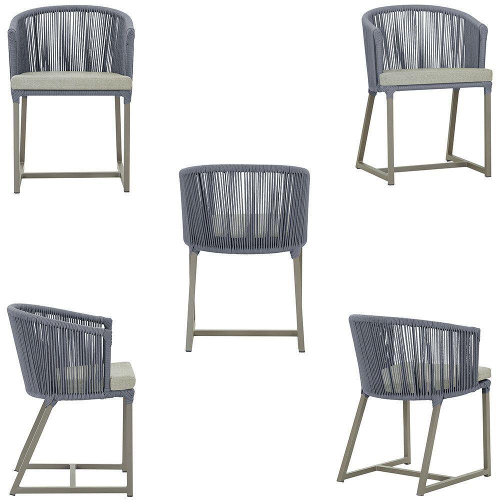 Mesa E 6 Cadeiras De Jantar Noronha Fendi E3 Trama Original Prata - 5