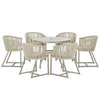 Mesa E 6 Cadeiras De Jantar Noronha Fendi E7 Trama Original Rami - 1