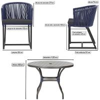 Mesa E 6 Cadeiras E Noronha Preto E11 Trama Original Azul - 2