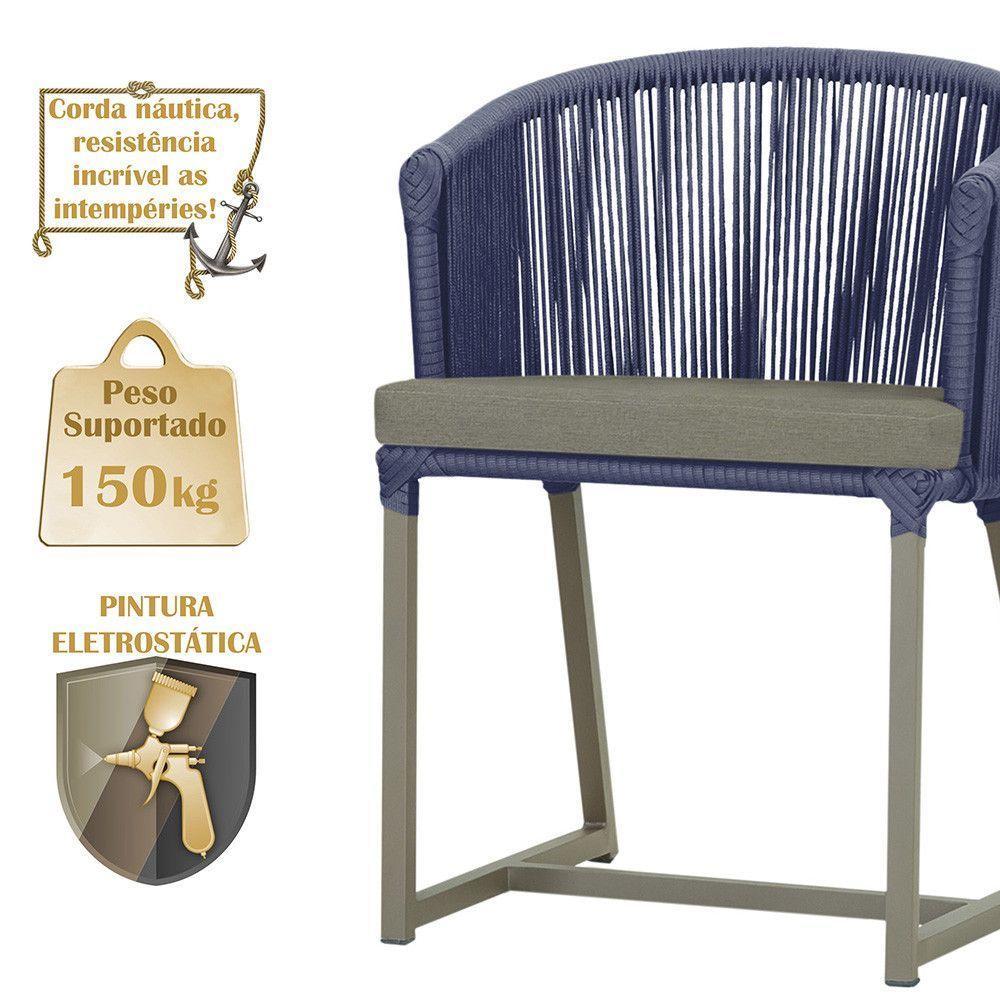 Mesa E 6 Cadeiras De Jantar Noronha Fendi E8 Trama Original Azul - 4