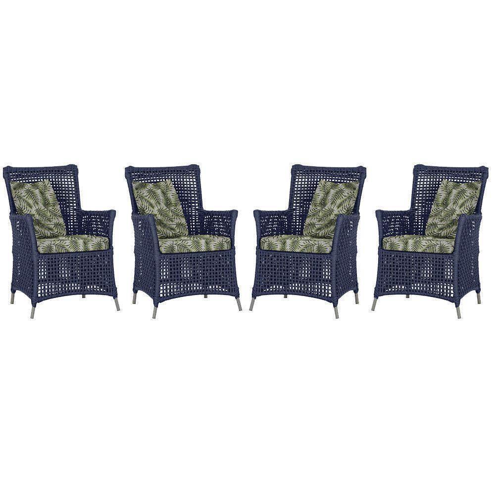 4 Poltronas Igapó Alumínio Pintura Fendi Corda Náutica E5 Azul - 1