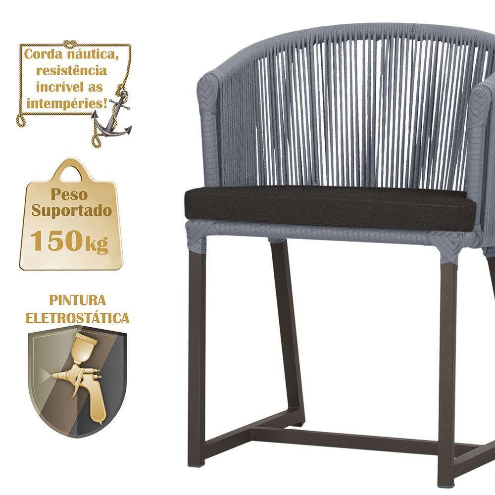 Cadeira De Jantar Noronha Alumínio Marrom E9 Trama Original Prata - 4