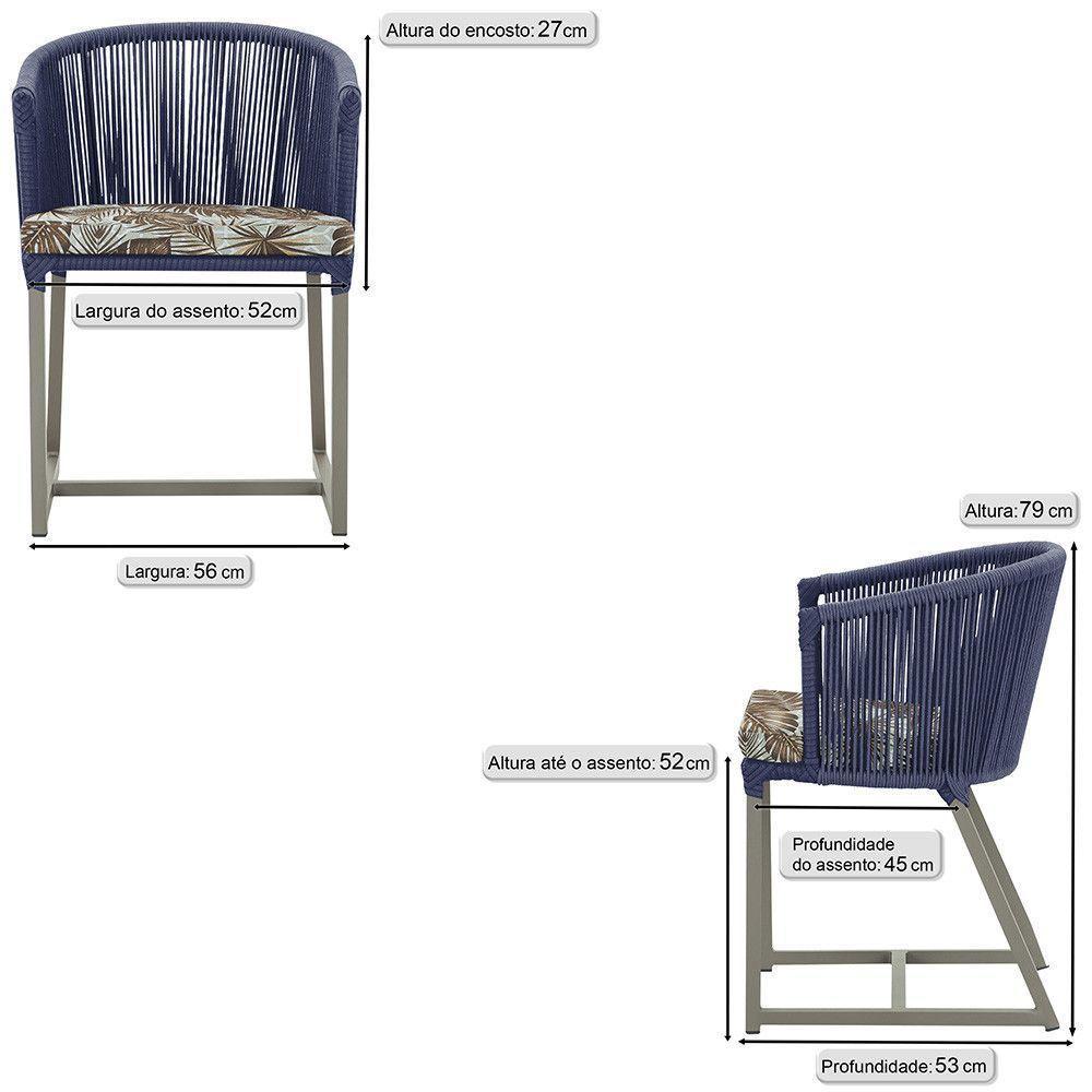 Cadeira De Jantar Noronha Alumínio Fendi E6 Trama Original Azul - 3