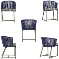 Cadeira De Jantar Noronha Alumínio Fendi E6 Trama Original Azul - 7