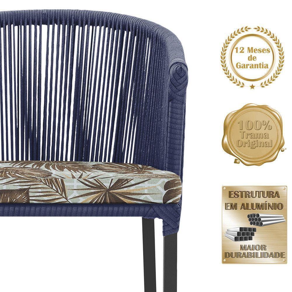 Cadeira De Jantar Noronha Alumínio Preta E6 Trama Original Azul - 4
