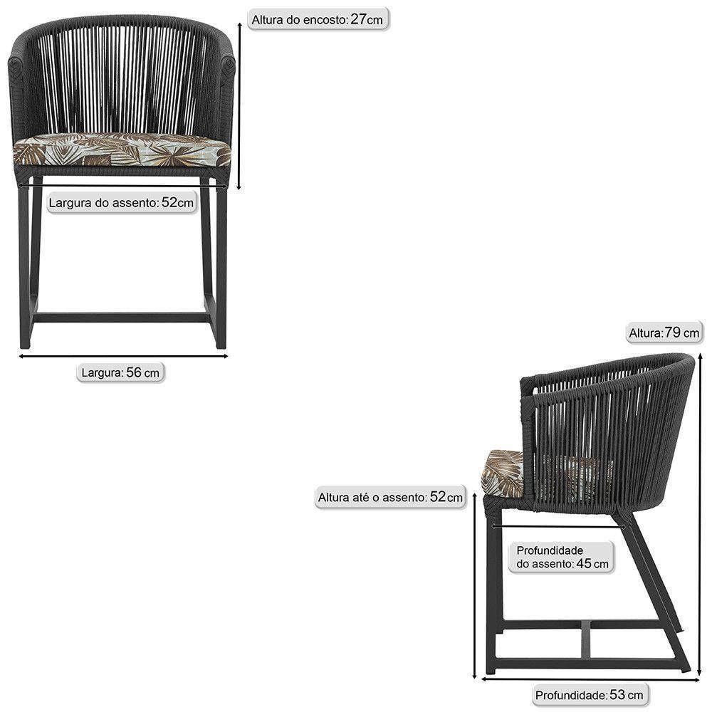 Cadeira De Jantar Noronha Alumínio Preta E6 Trama Original Preto - 2