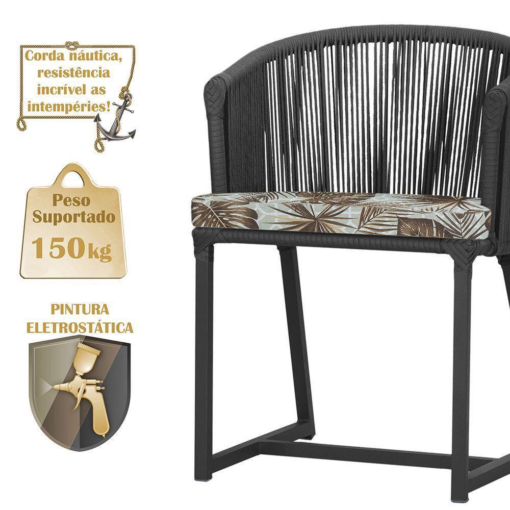 Cadeira De Jantar Noronha Alumínio Preta E6 Trama Original Preto - 4