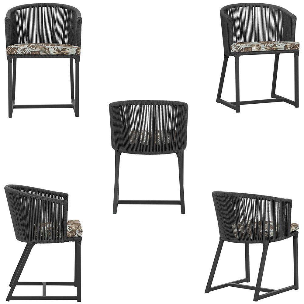 Cadeira De Jantar Noronha Alumínio Preta E6 Trama Original Preto - 5