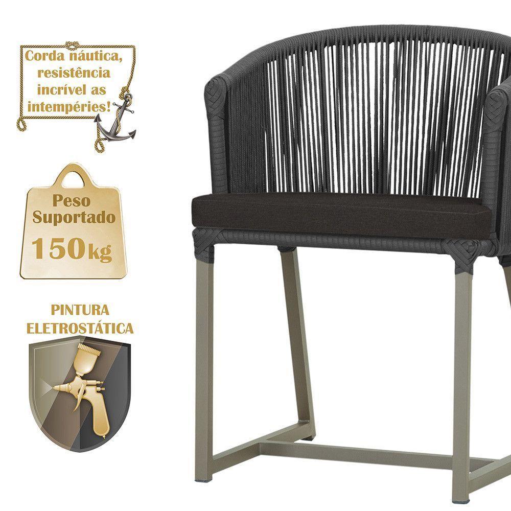 Mesa E 6 Cadeiras De Jantar Noronha Fendi E9 Trama Original Preto - 4