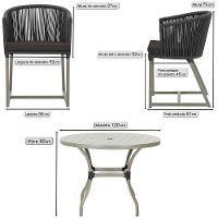 Mesa E 6 Cadeiras De Jantar Noronha Fendi E9 Trama Original Preto - 2