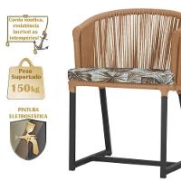 Cadeira De Jantar Noronha Alumínio Preta E6 Trama Original Terra Cota