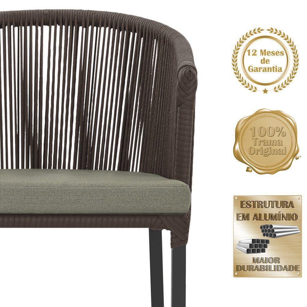 Cadeira De Jantar Noronha Alumínio Preta E8 Trama Original Marrom - 3