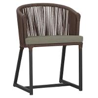 Cadeira De Jantar Noronha Alumínio Preta E8 Trama Original Marrom - 1