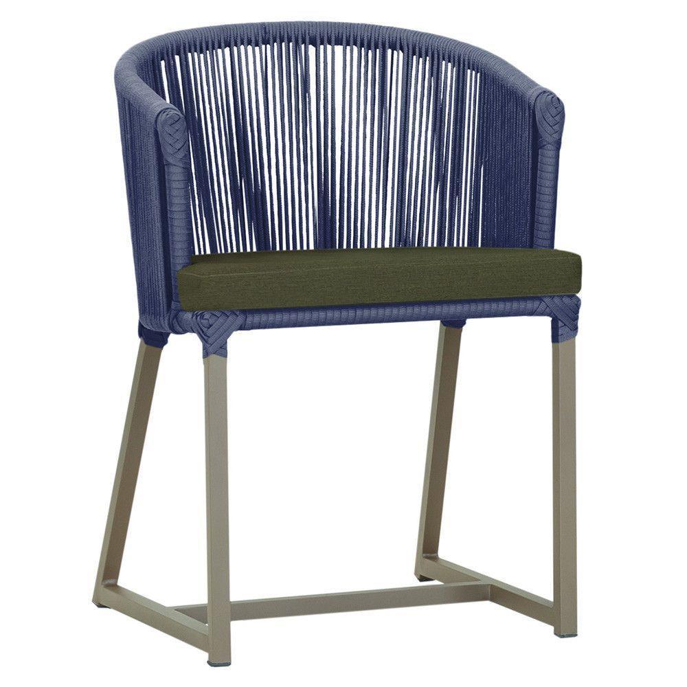 Cadeira De Jantar Noronha Alumínio Fendi E13 Trama Original Azul - 1