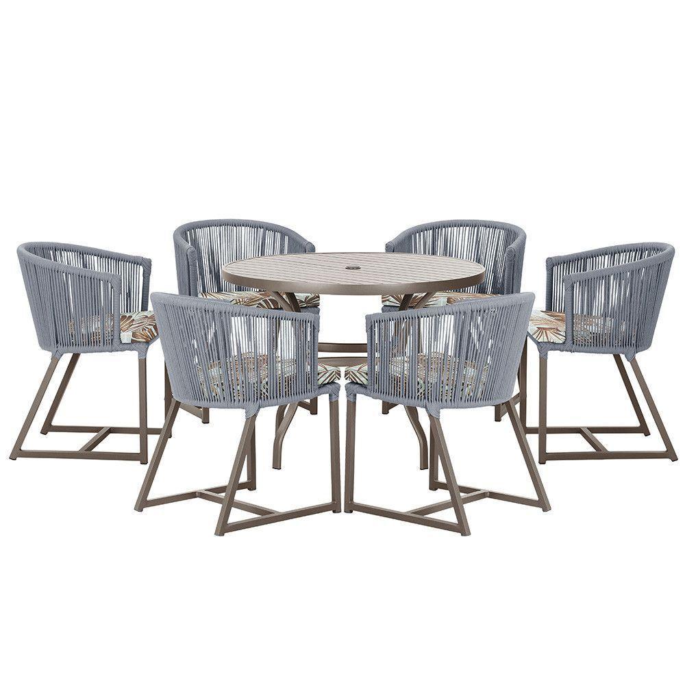 Mesa E 6 Cadeiras E Noronha Marrom E6 Trama Original Prata - 1