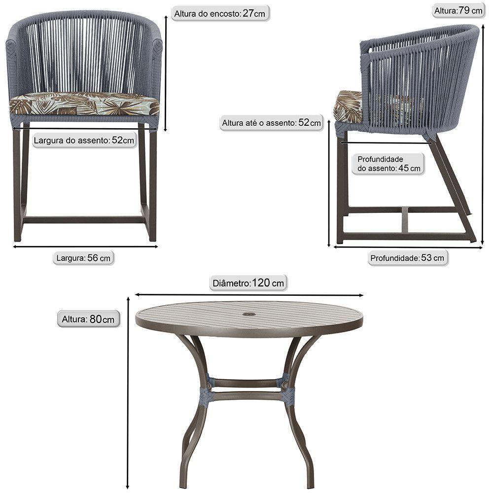 Mesa E 6 Cadeiras E Noronha Marrom E6 Trama Original Prata - 2