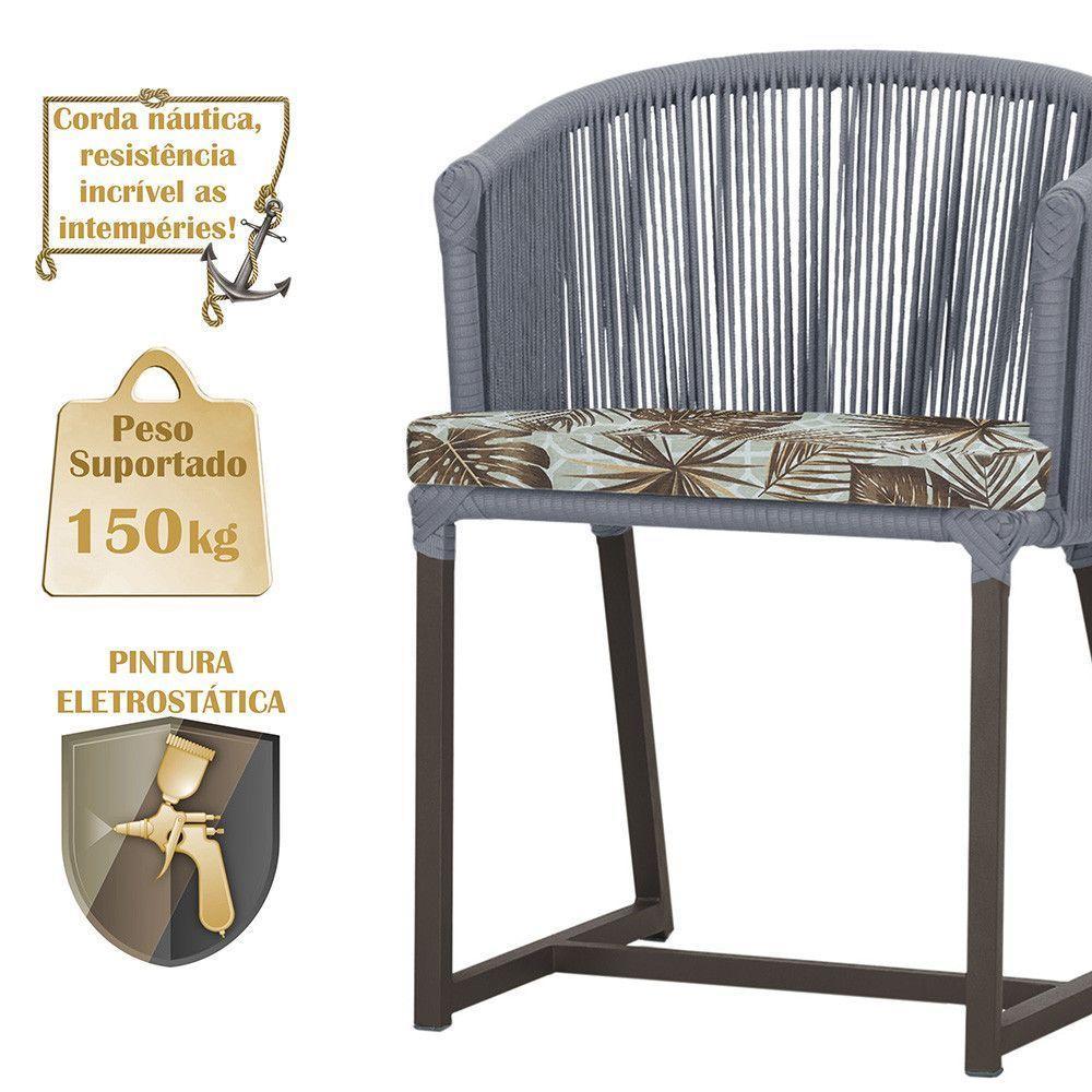 Mesa E 6 Cadeiras E Noronha Marrom E6 Trama Original Prata - 4