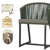 Cadeira De Jantar Noronha Alumínio Preta E8 Trama Original Verde