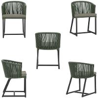 Cadeira De Jantar Noronha Alumínio Preta E8 Trama Original Verde - 5