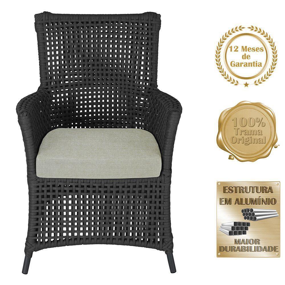 4 Poltronas Igapó Alumínio Pintura Preta Corda Náutica E3 Preto - 3