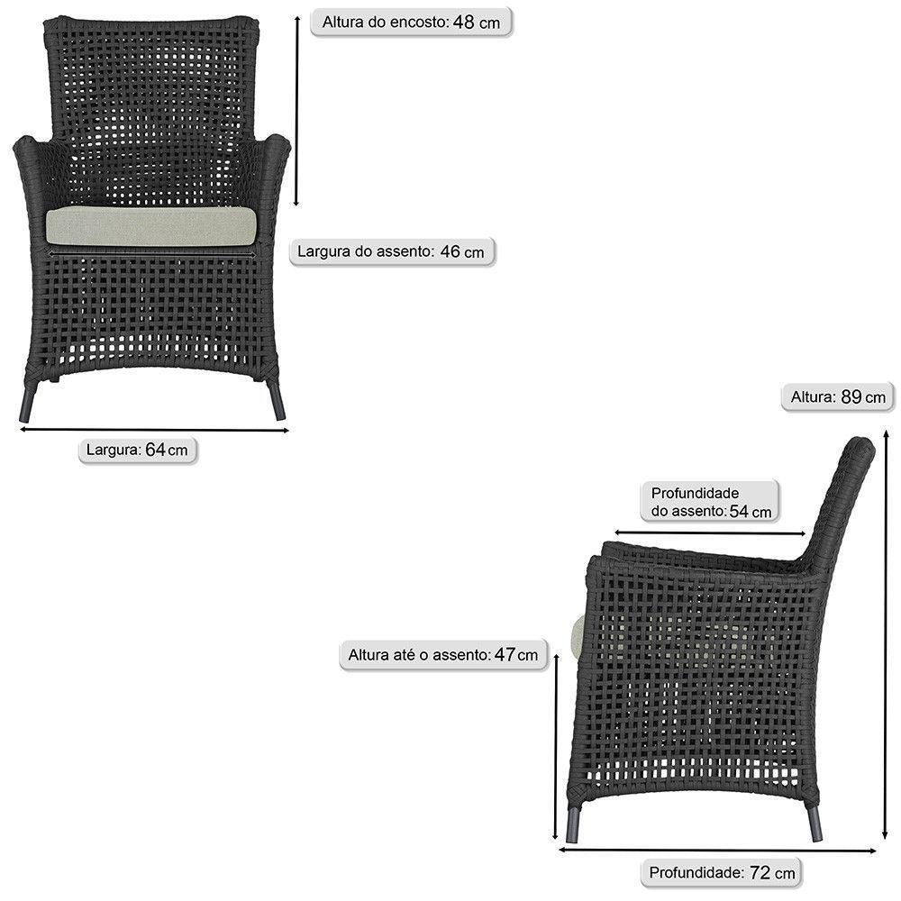 4 Poltronas Igapó Alumínio Pintura Preta Corda Náutica E3 Preto - 4