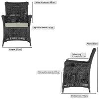 4 Poltronas Igapó Alumínio Pintura Preta Corda Náutica E3 Preto