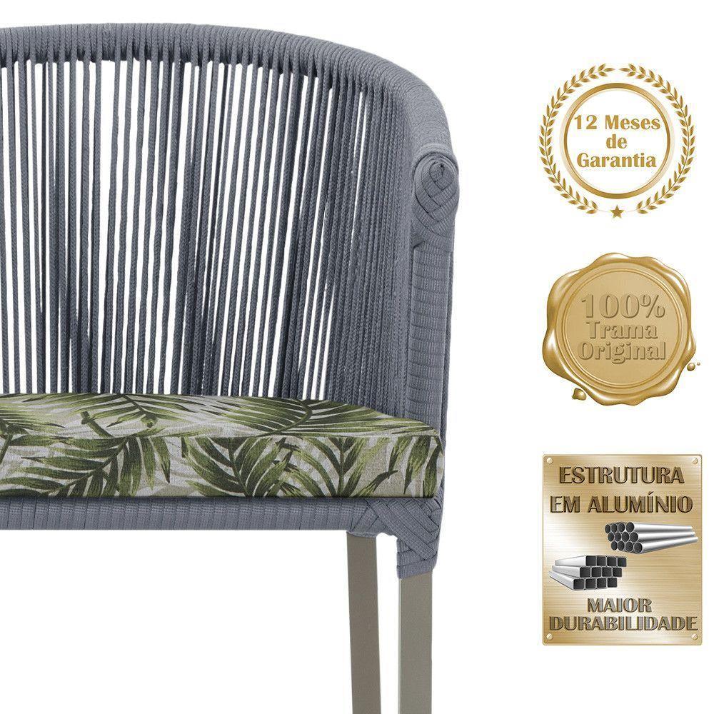 Mesa E 6 Cadeiras De Jantar Noronha Fendi E5 Trama Original Prata - 3