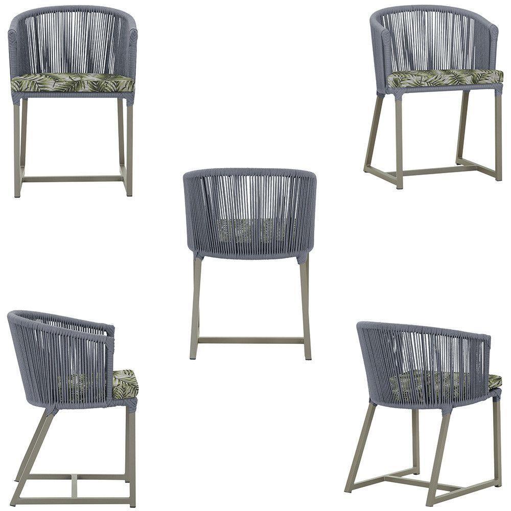 Mesa E 6 Cadeiras De Jantar Noronha Fendi E5 Trama Original Prata - 5