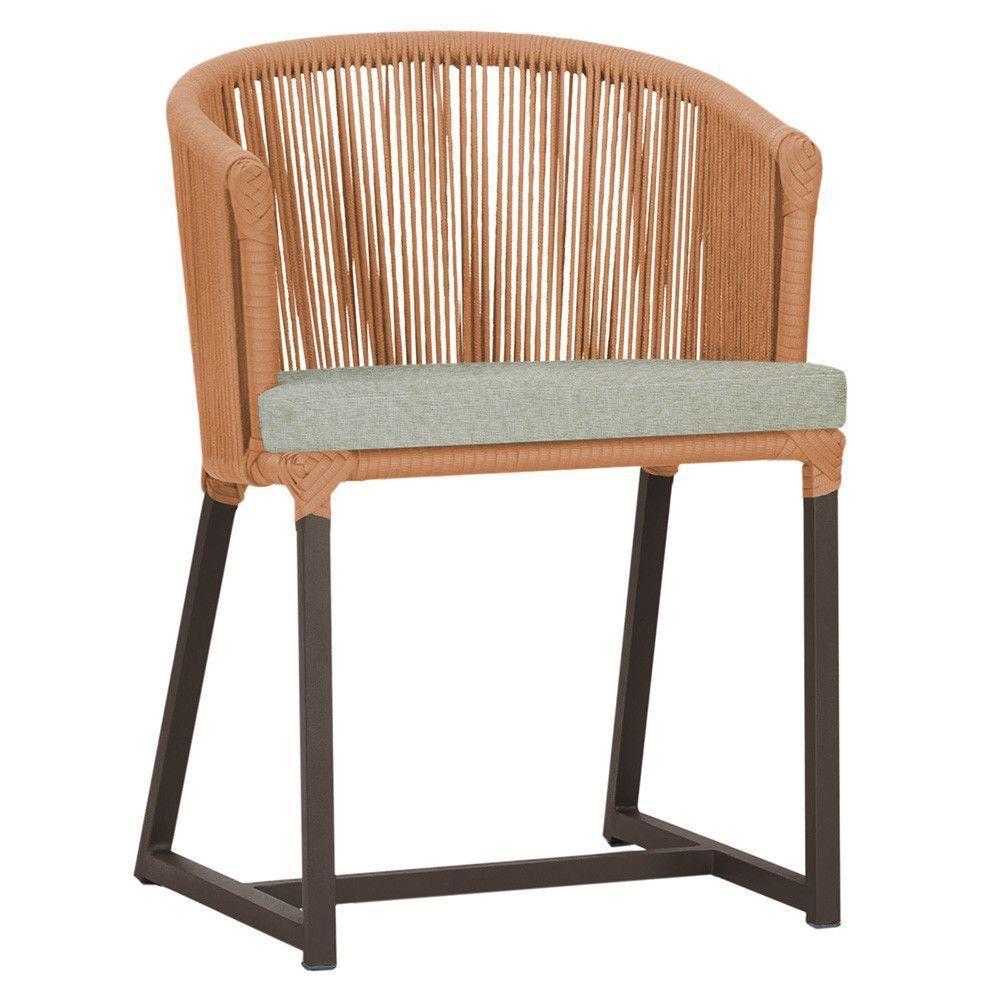 Cadeira De Jantar Noronha Alumínio Marrom E3 Trama Original Terra Cota - 1