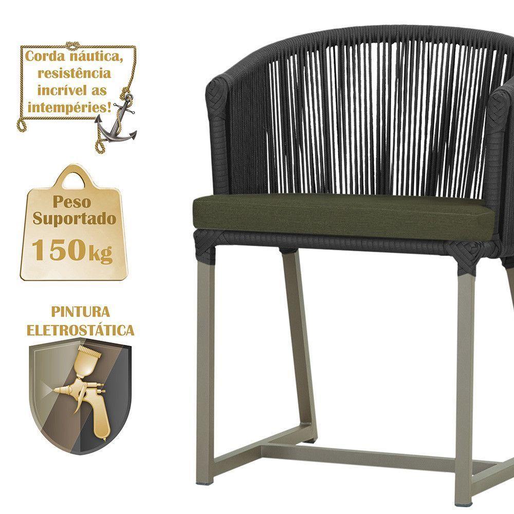 Cadeira De Jantar Noronha Alumínio Fendi E13 Trama Original Preto - 4